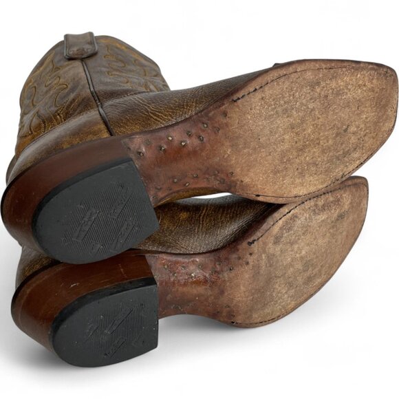 Tony Lama Brown Leather Western Cowboy Cowgirl Boots Women's 9 B - Picture 13 of 13